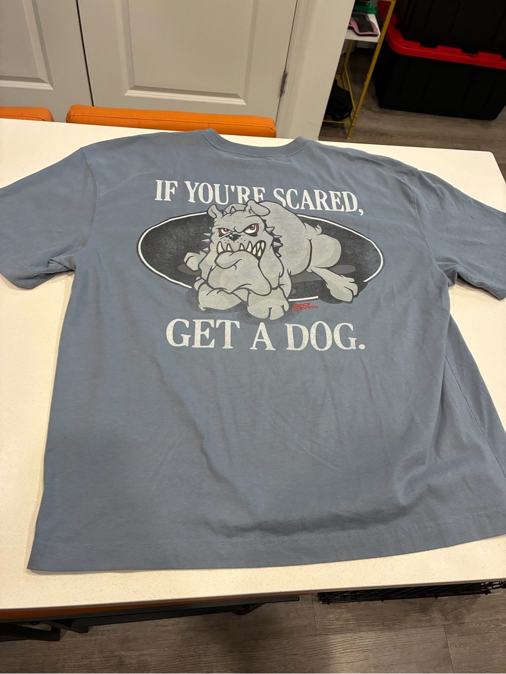 No Fear Men's XL Blue Cotton Crew Neck Short Sleeve Graphic Tee "Get a Dog"
